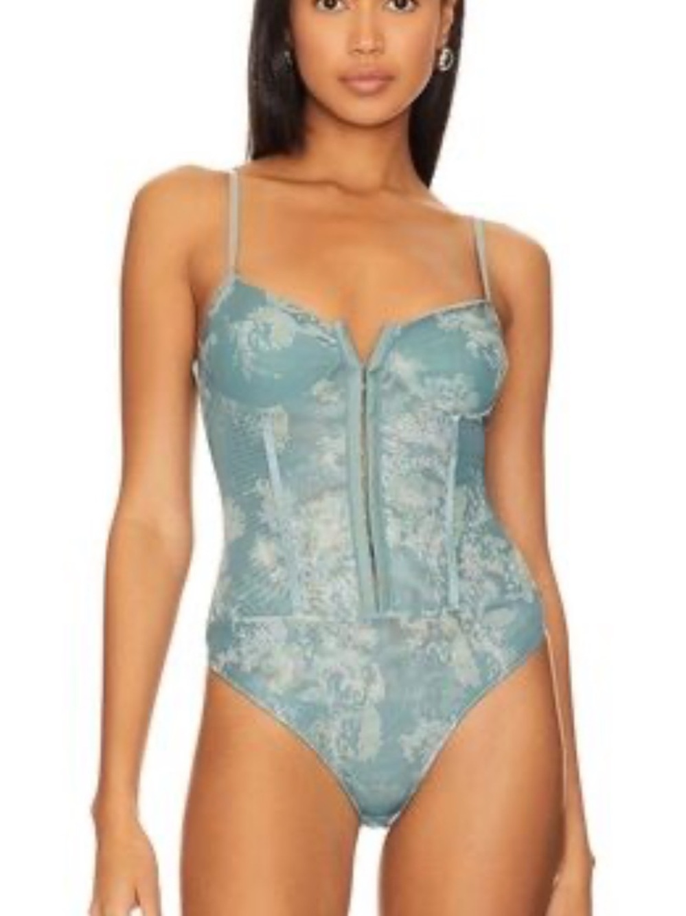 NWT Free People Teal Lace Bustier Bodysuit